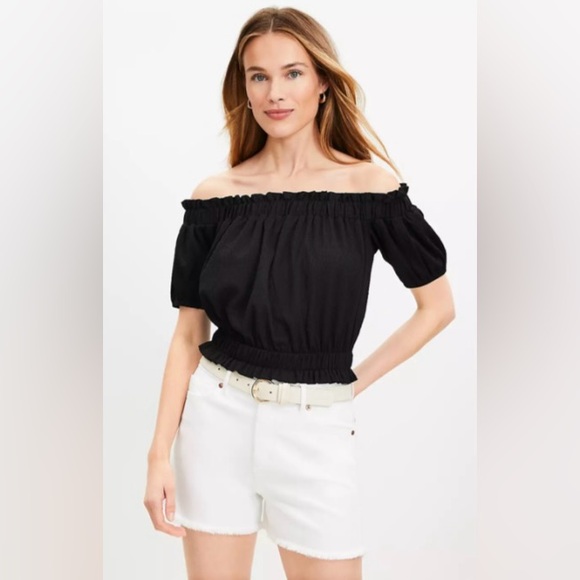 LOFT Tops - LOFT Crinkle Jacquard Off The Shoulder Top